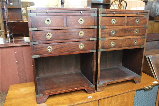 Pair of military style bedside chests